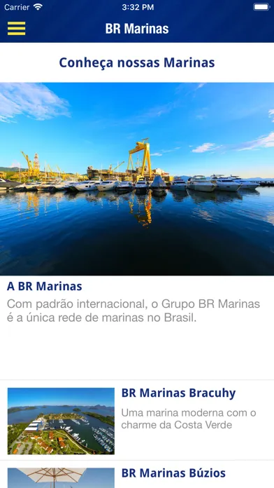 Capturas de tela do BR Marinas APP