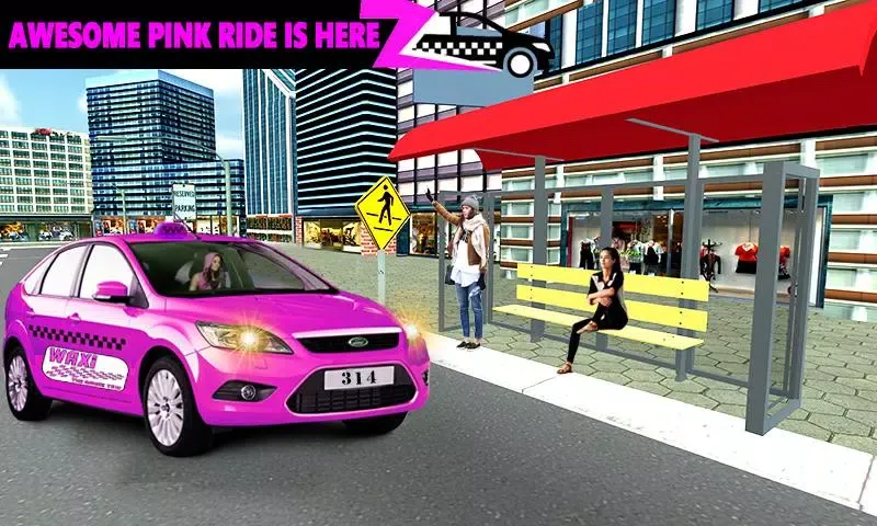 Pink Taxi Driving Game 3D 스크린샷