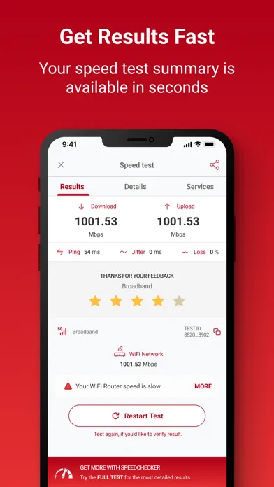 Capturas de tela do SpeedChecker Speed Test