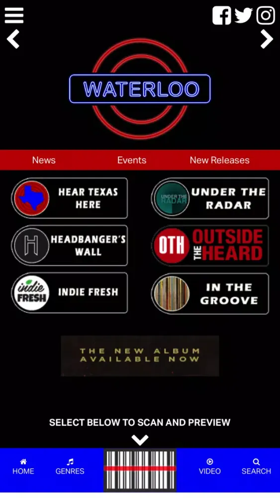 Capturas de tela do Waterloo Records