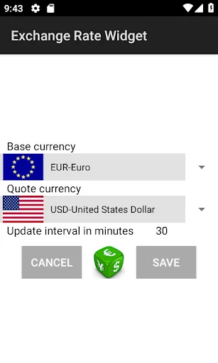 Zrzuty ekranu Exchange Rate Widget