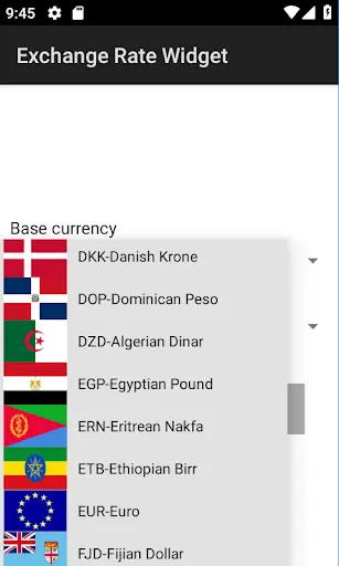 Zrzuty ekranu Exchange Rate Widget