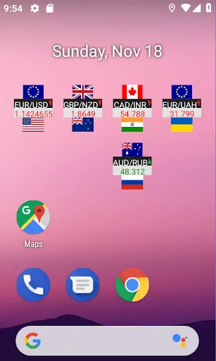 Zrzuty ekranu Exchange Rate Widget