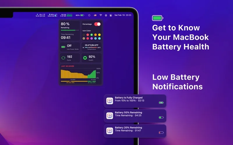 Captures d'écran de Network & Battery