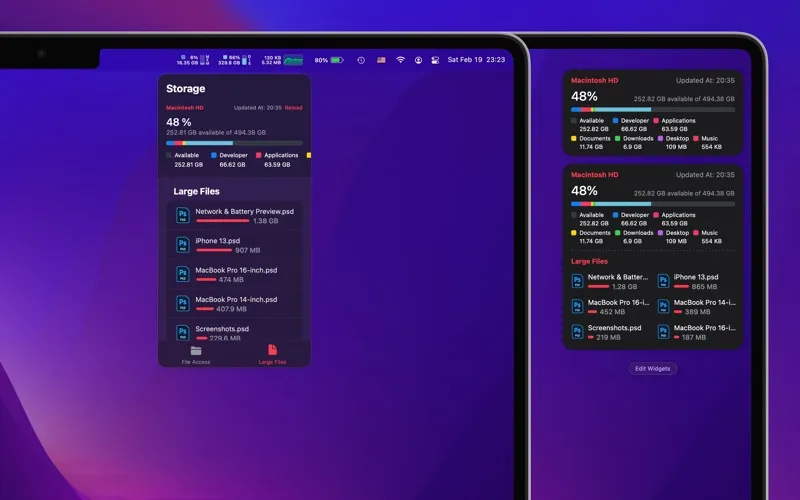 Captures d'écran de Network & Battery