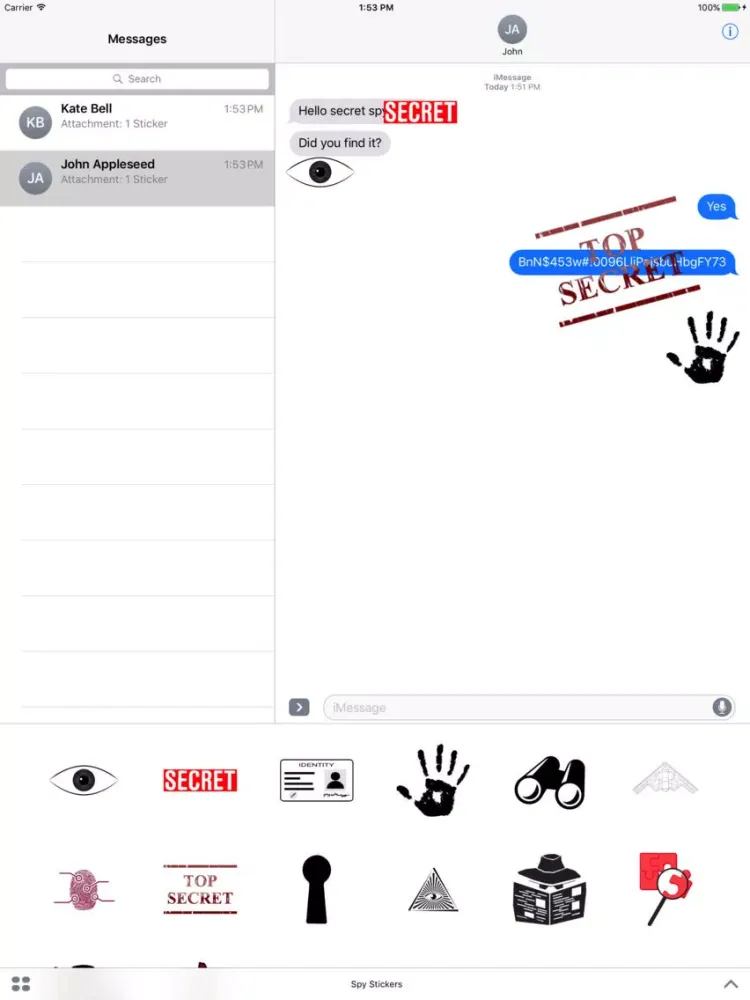Capturas de tela do Spy Stickers iPad 