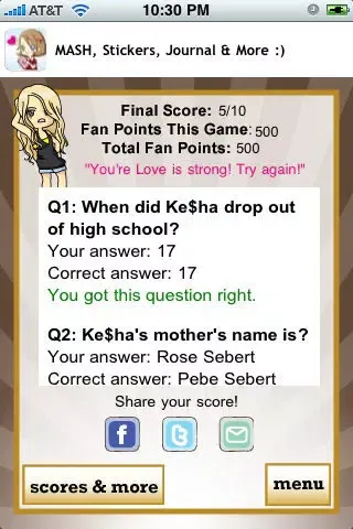 Скриншоты Ke$ha Quizzle™