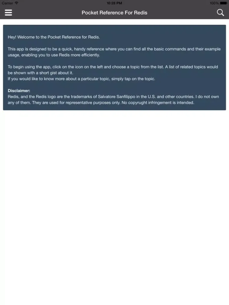 Capturas de pantalla de Pocket Reference For Redis iPad