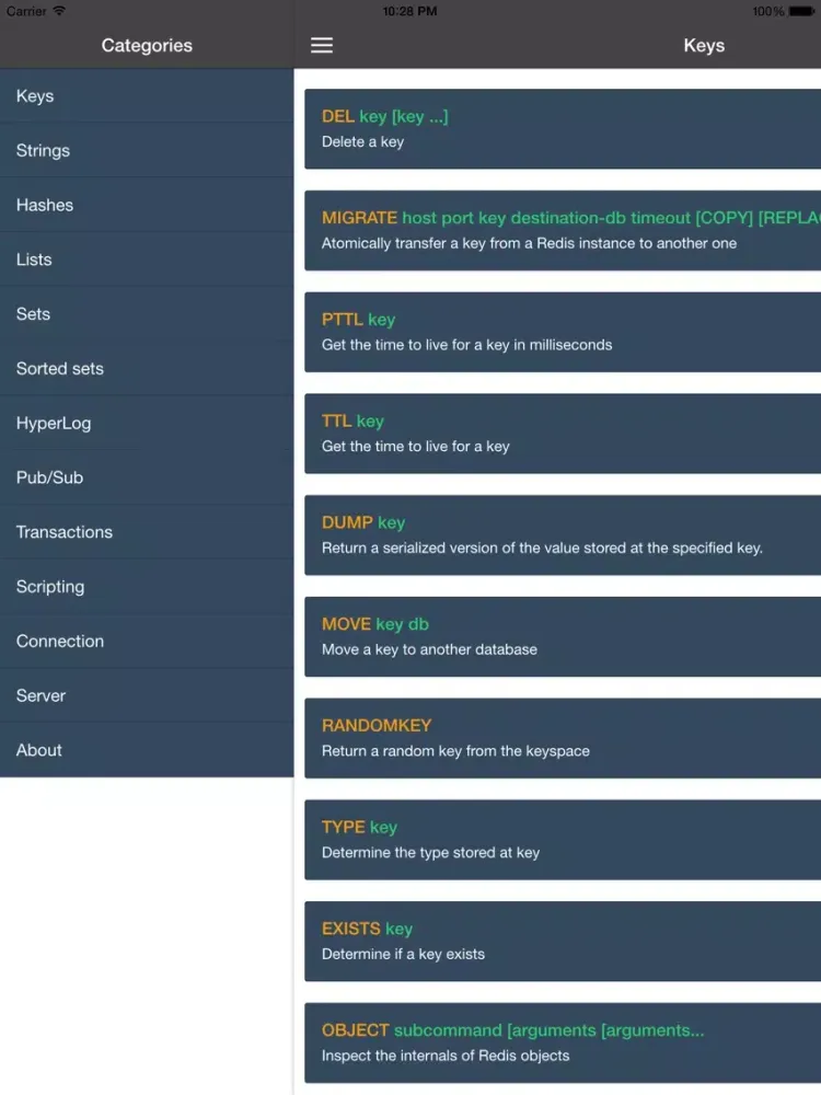 Capturas de pantalla de Pocket Reference For Redis iPad