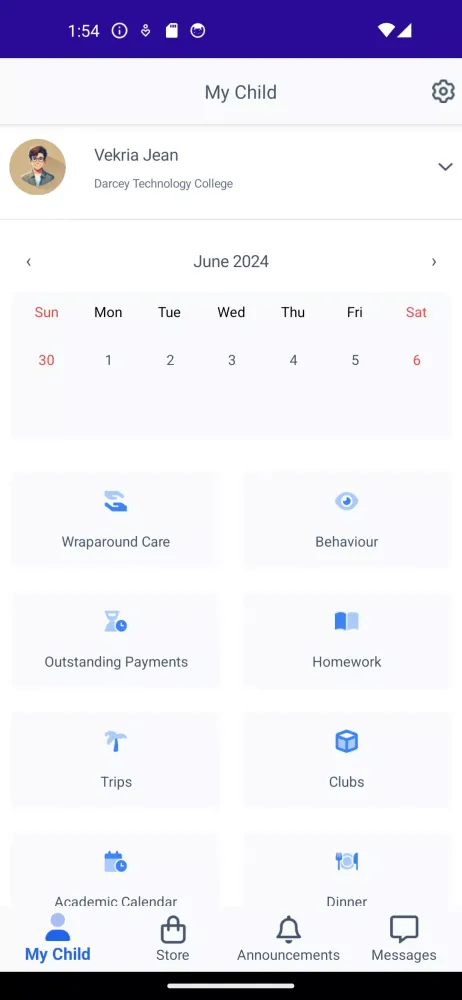 Ảnh chụp màn hình của MyChildAtSchool