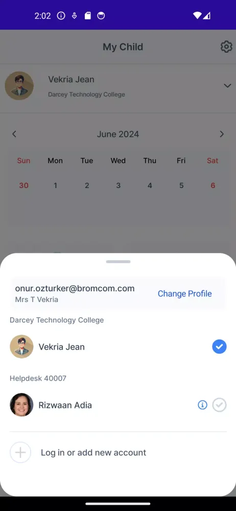 Ảnh chụp màn hình của MyChildAtSchool