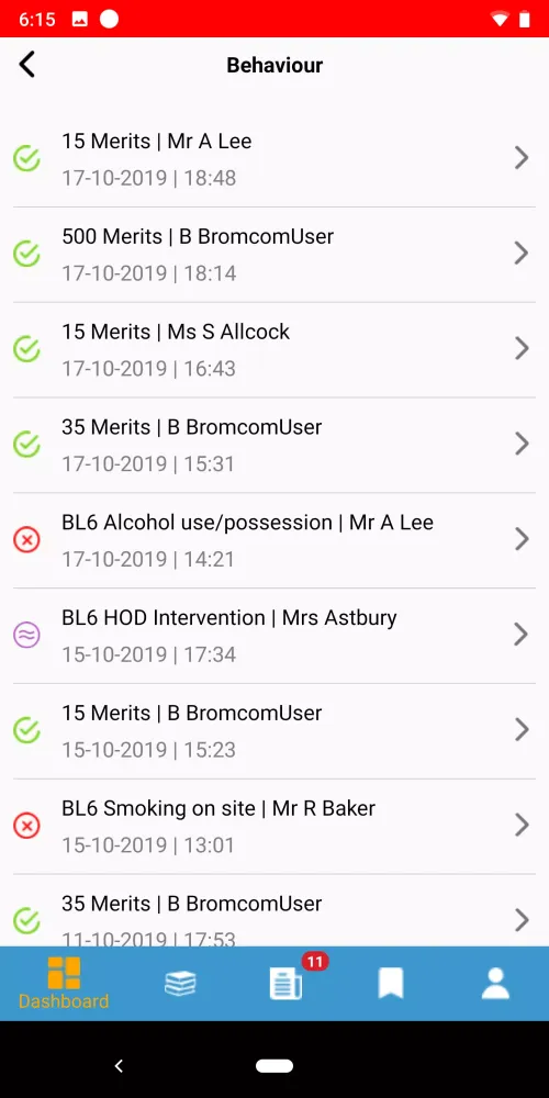 Bromcom Student App Screenshots