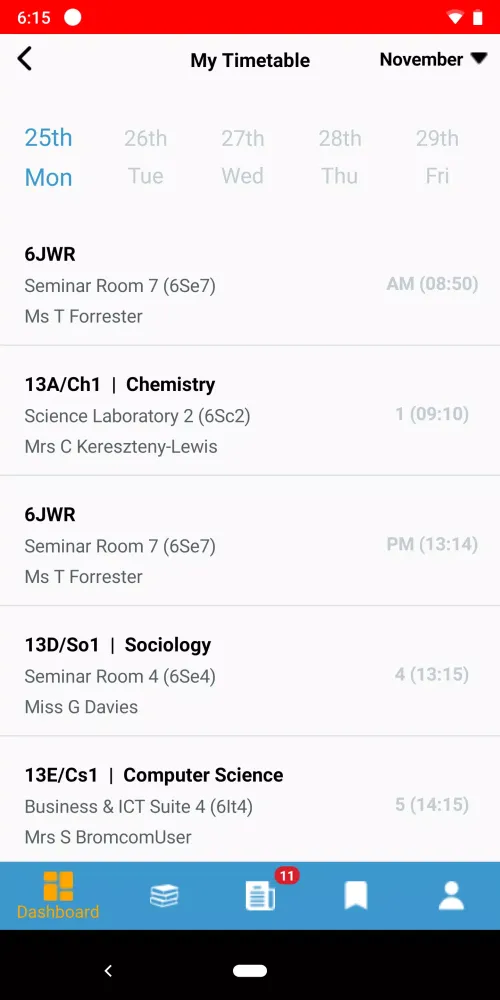Bromcom Student App Screenshots