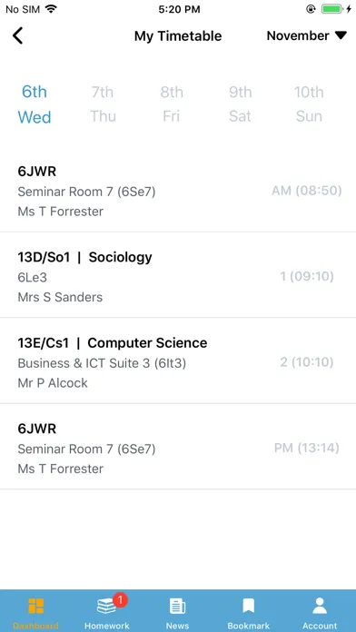 Zrzuty ekranu Bromcom Student App
