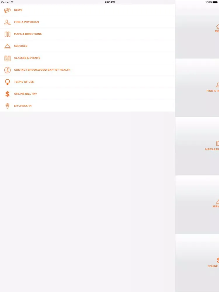 Ảnh chụp màn hình của Brookwood Baptist Health iPad 