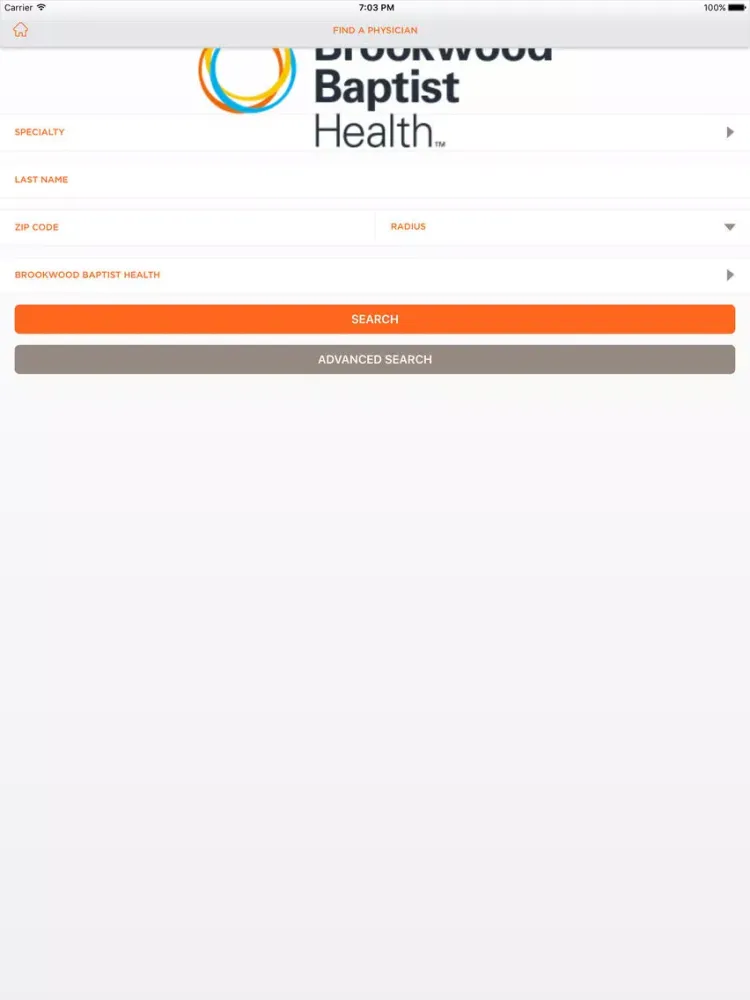 Ảnh chụp màn hình của Brookwood Baptist Health iPad 