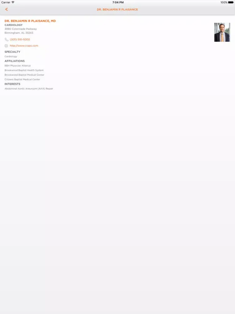 Ảnh chụp màn hình của Brookwood Baptist Health iPad 
