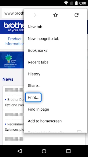 Tangkapan layar Brother Print Service Plugin