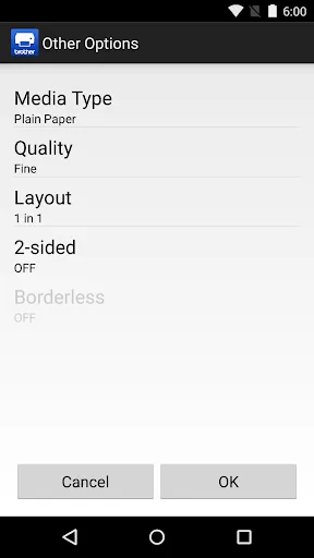 Tangkapan layar Brother Print Service Plugin