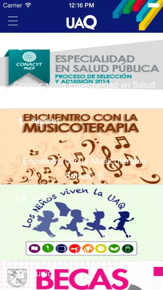 Capturas de tela do Agenda UAQ