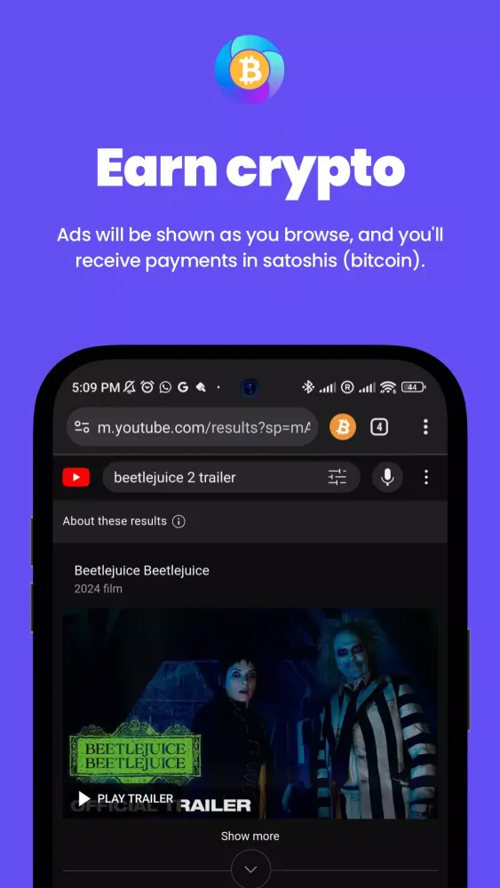 Tangkapan skrin BrowsBit: Browse and Earn BTC