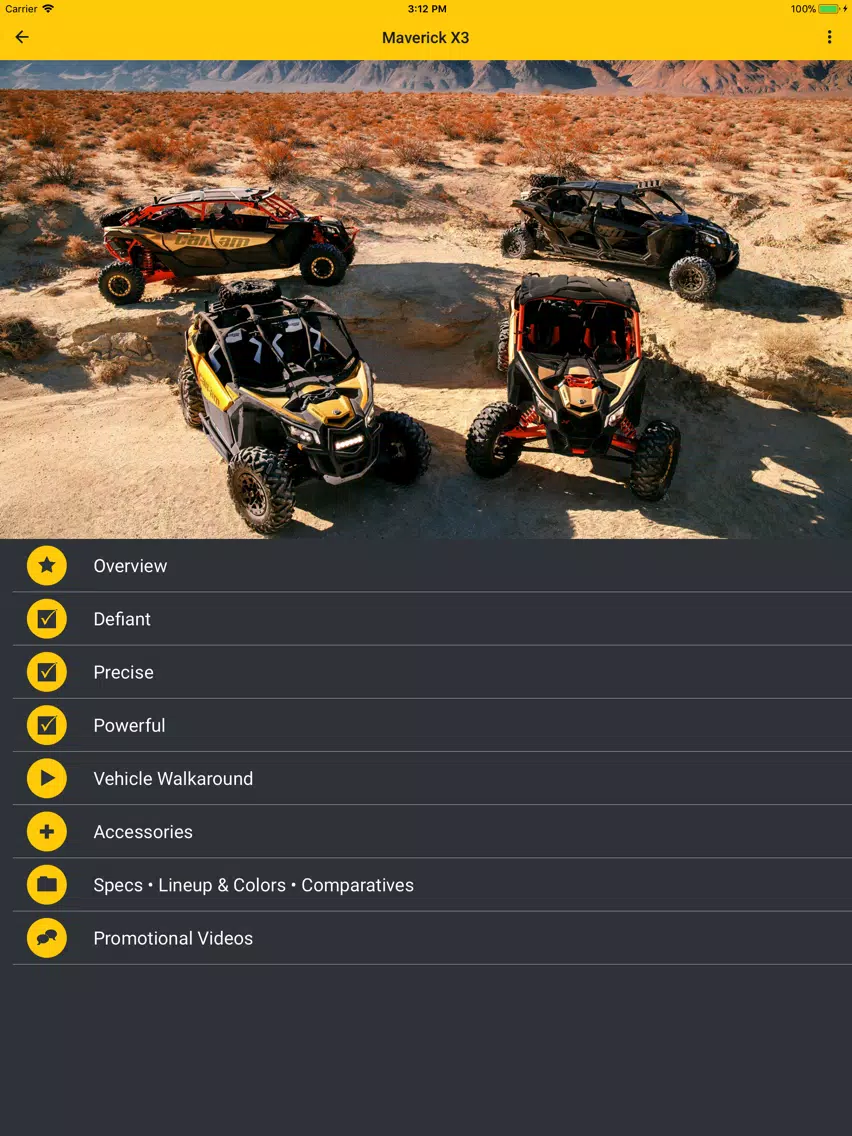 BRP Vehicle Information App iPad  سکرین شاٹس