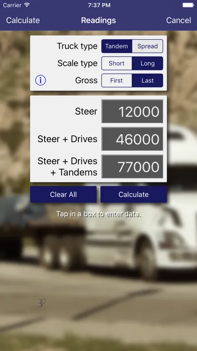 Ảnh chụp màn hình của Truck Scale Calculator