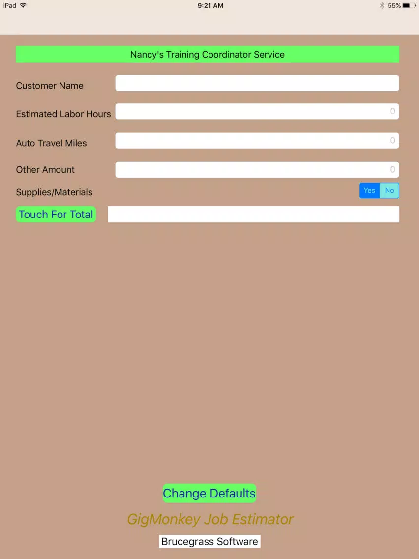 Screenshot di GigMonkey Job Estimator iPad 