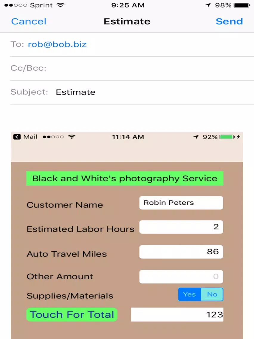 Screenshot di GigMonkey Job Estimator iPad 