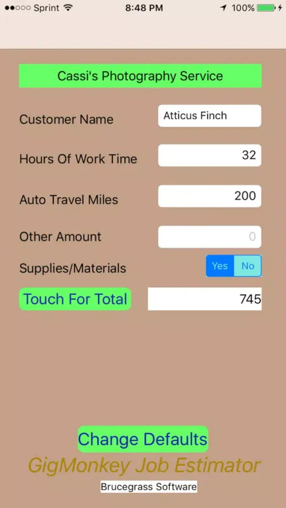 GigMonkey Job Estimator應用截圖