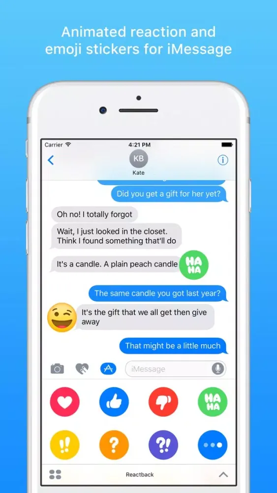 Captures d'écran de Reactback Stickers