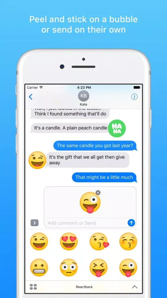 Captures d'écran de Reactback Stickers