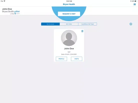 Capturas de pantalla de Bryan Health ezVisit iPad 
