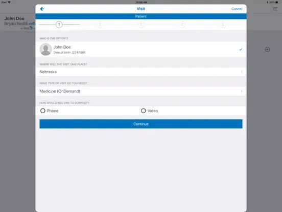 Capturas de pantalla de Bryan Health ezVisit iPad 