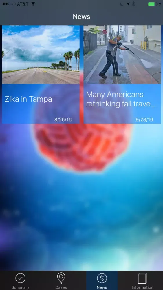 Tangkapan skrin Zika Tracker