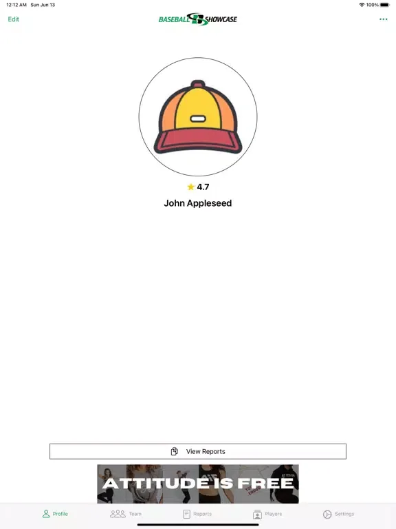 Baseball Showcase App iPad  স্ক্রিনশট