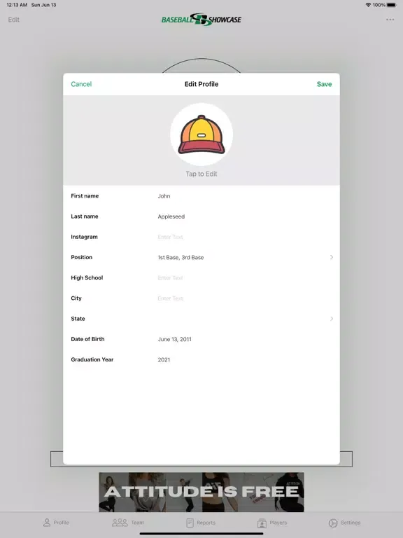Baseball Showcase App iPad  স্ক্রিনশট