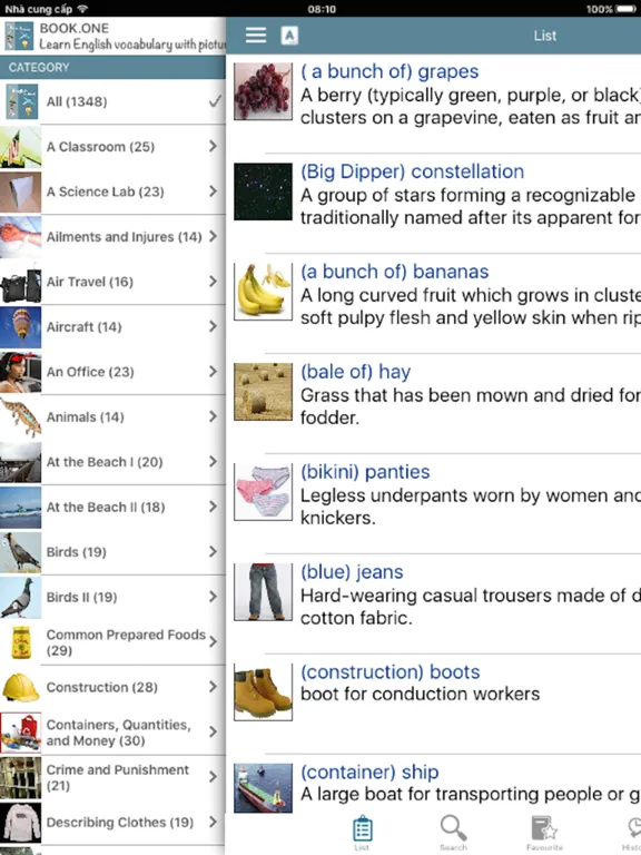 Learn English vocabulary with pictures and audios - From basic to advandce iPad  Screenshots