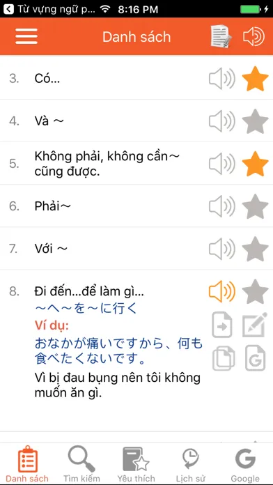 Capturas de pantalla de Từ vựng, ngữ pháp tiếng Nhật JPLT N5 (Phần 1)