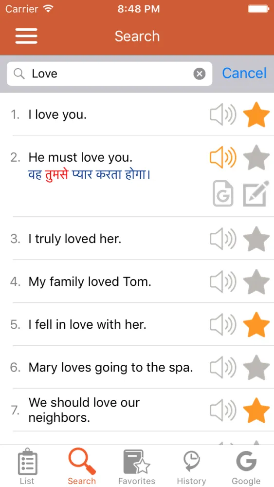 English - Hindi Common Phrases Screenshots