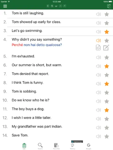 English - Italian Common Phrases iPad  Screenshots