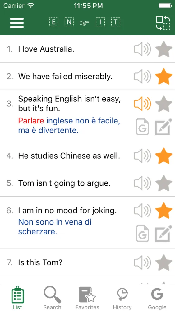 English - Italian Common Phrases Screenshots