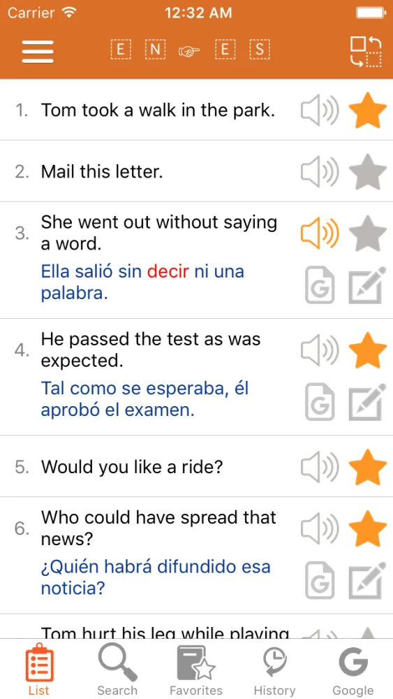 English - Spanish Common Phrases Screenshots