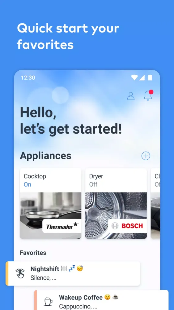 Tangkapan layar Home Connect (America)