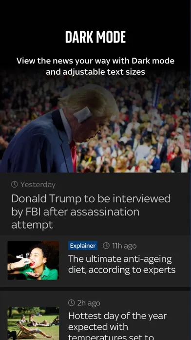 Captures d'écran de Sky News: Breaking, UK & World