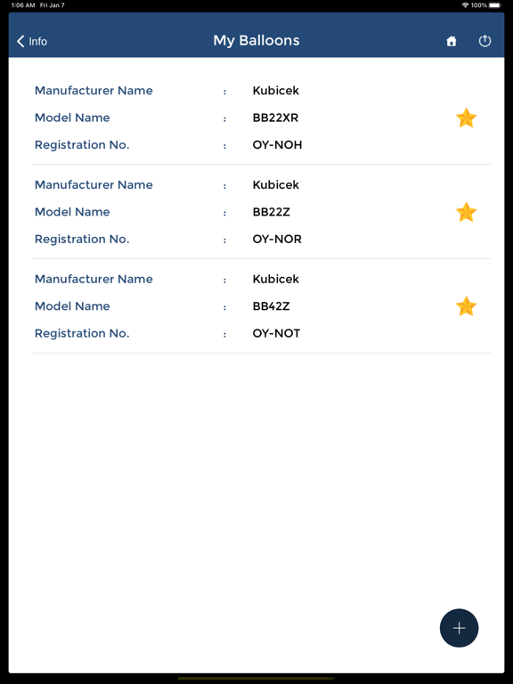 Ảnh chụp màn hình của EASA Balloon Logbook iPad 