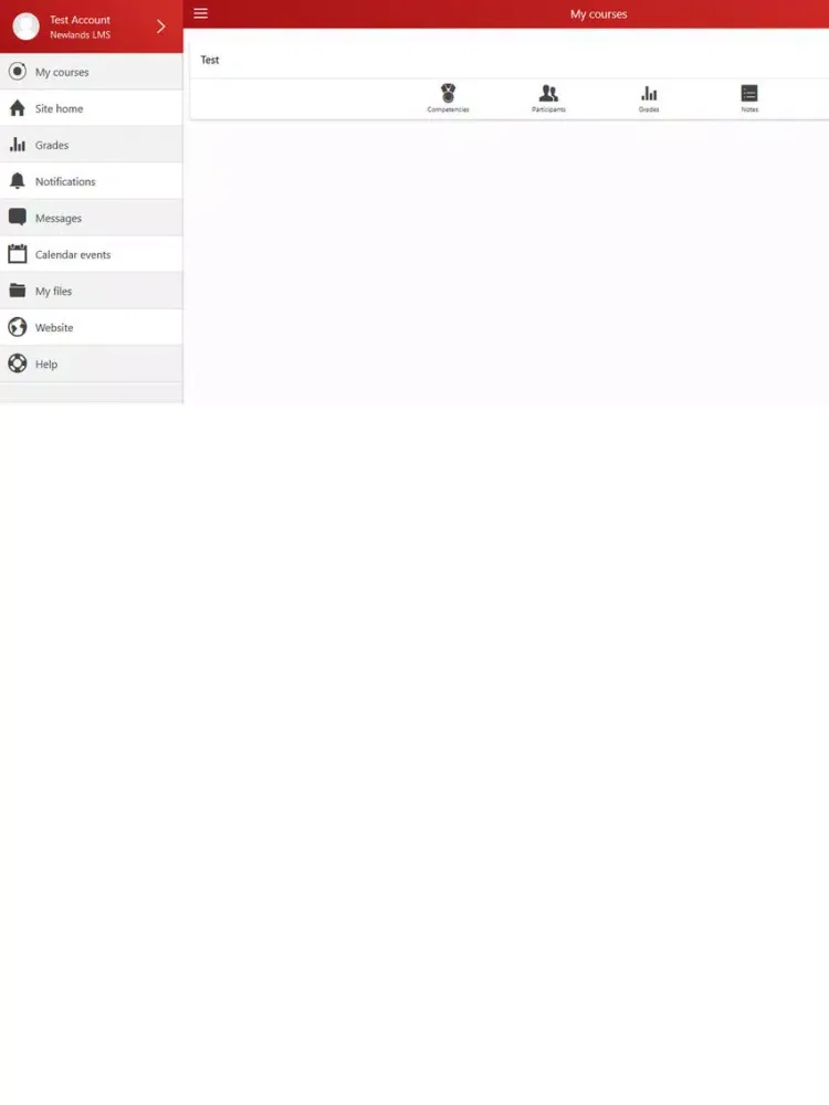 Capturas de tela do Newlands LMS iPad 
