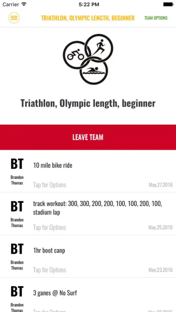 Ảnh chụp màn hình của TeamWorkout