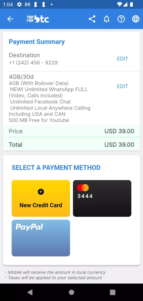 Topup BTC Screenshots