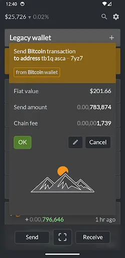 SBW: Simple Bitcoin Wallet Screenshots